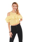 Lemon short blouse with polka dots 21521 - Online store - Boutique